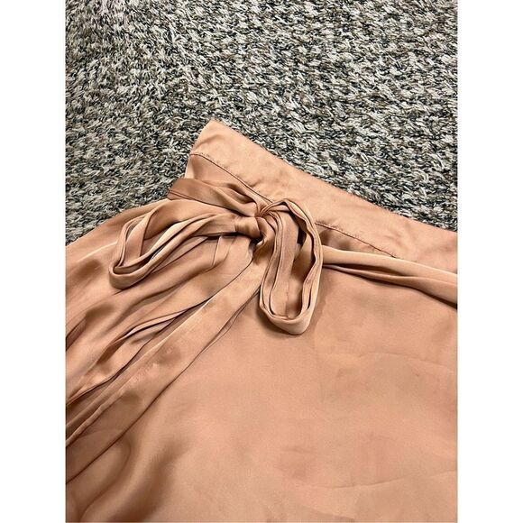 Free people silk skirt brown orange size large women’s bow copper flowy D97 - Picture 3 of 7